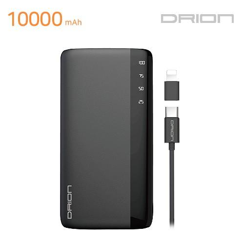 [후니케이스] 드리온 USB 2 PORT 보조배터리 10000mAh ( C-TYPE CABLE + 8 PIN GEN )