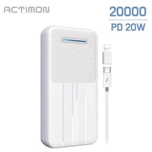 [후니케이스] 엑티몬 MON-PD20W-K20000 고속 보조배터리 20000mAh C핀케이블 8핀젠더