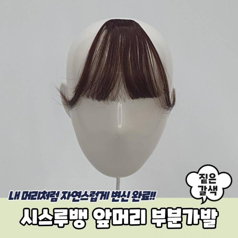 시스루뱅 앞머리 부분가발 짙은갈색