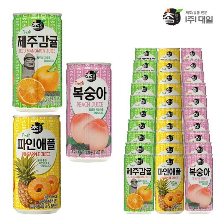 대일 참맑은 제주감귤+파인애플+복숭아 혼합 175ml x (각10개)총30개 제주감귤 파인애플 복숭아