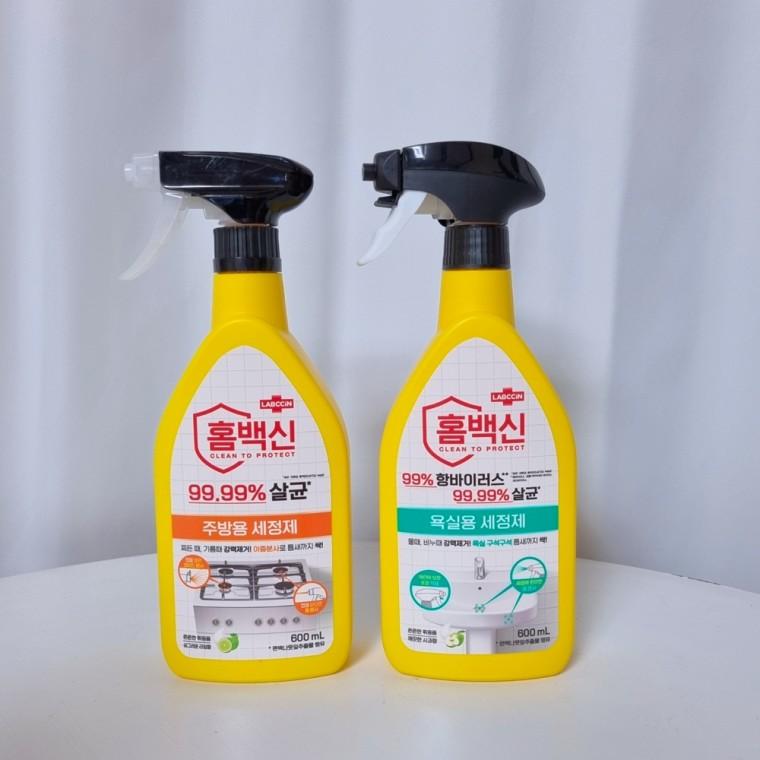 애경 홈백신 곰팡이제거 욕실세정제 600ml + 홈백신 기름때제거 주방용 600ml