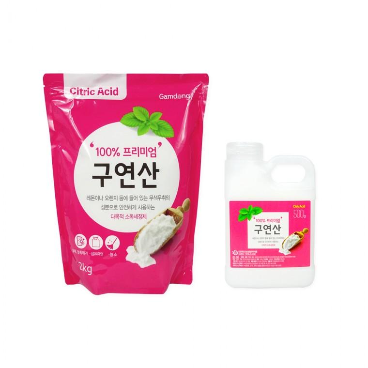 감동 구연산(용기 500g)-1개+감동 구연산(리필 2kg)-1개