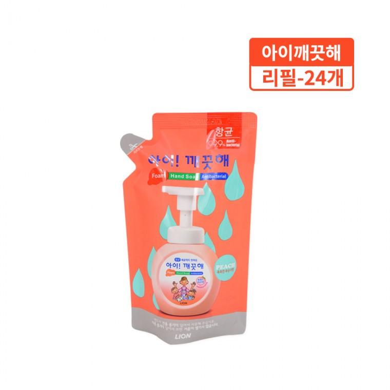 아이깨끗해(리필 200ml) 복숭아향-24개 유아핸드워시 핸드워시 거품비누 손세정제 모이스처