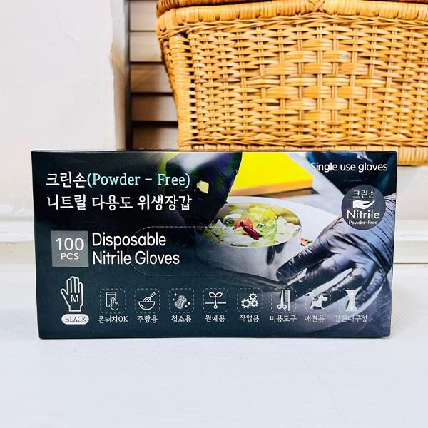 (ABM도매콜) 크린손 니트릴 다용도 위생장갑 검정100pcs(중)(M)