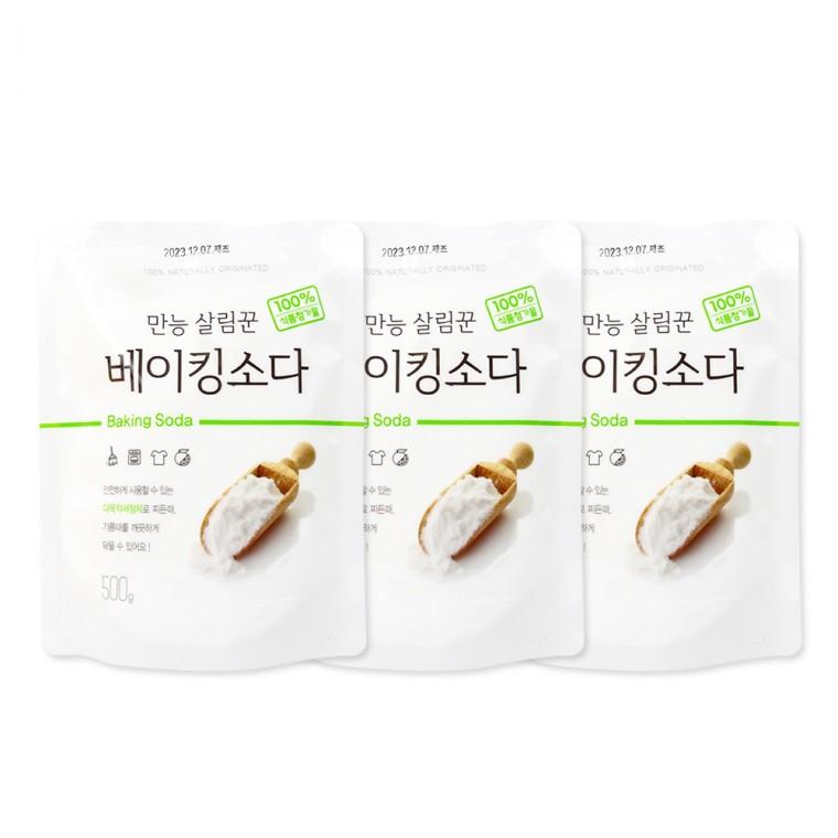 만능살림꾼 베이킹소다(리필 500g)-3개 주방세제 천연세제 과일세척 베이킹소다