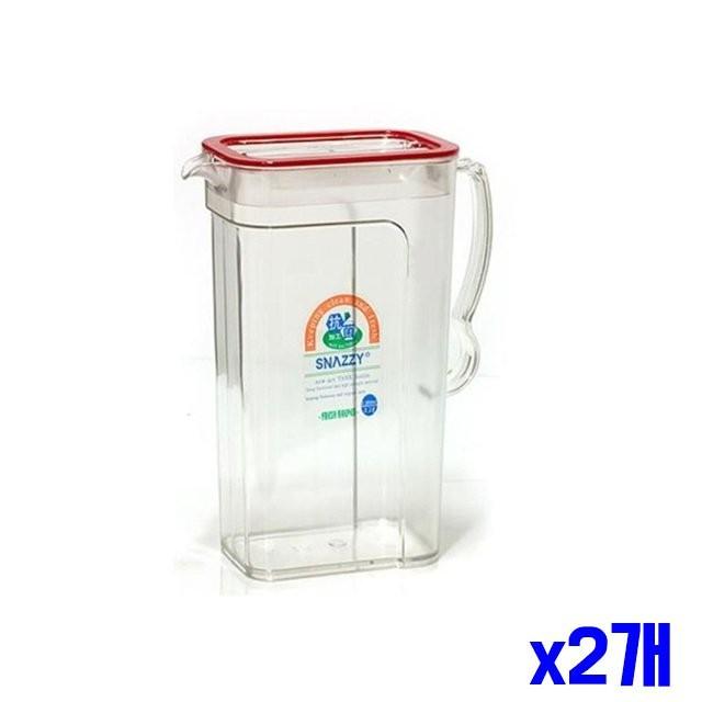 입구 넓은 직사각 탱크물병 2.2L x2개 물보관통 물통