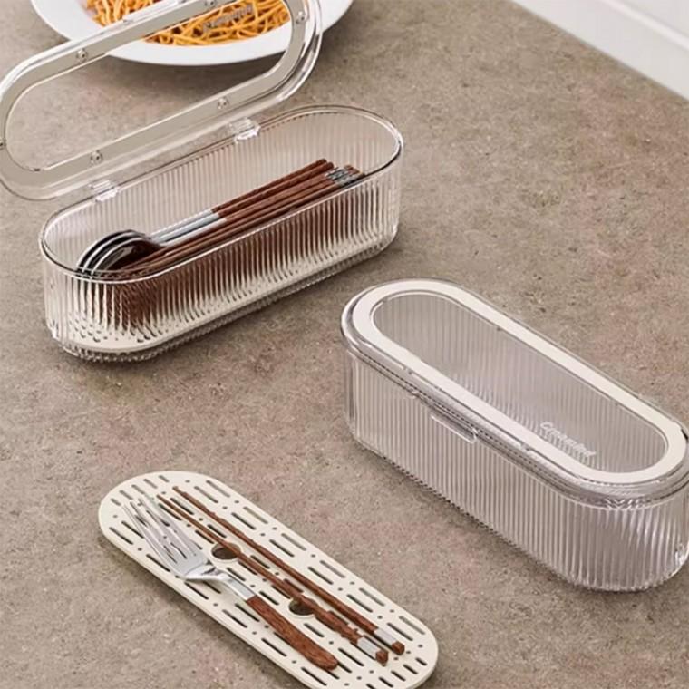 심플 물빠짐 식기 보관함 예쁜 수저통 투명 숟가락통