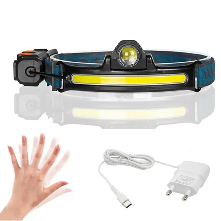 센서동작 COB LED 충전식 줌 야외 멀티 랜턴 헤드램프 헤드랜턴 DJDW679 아답터포함