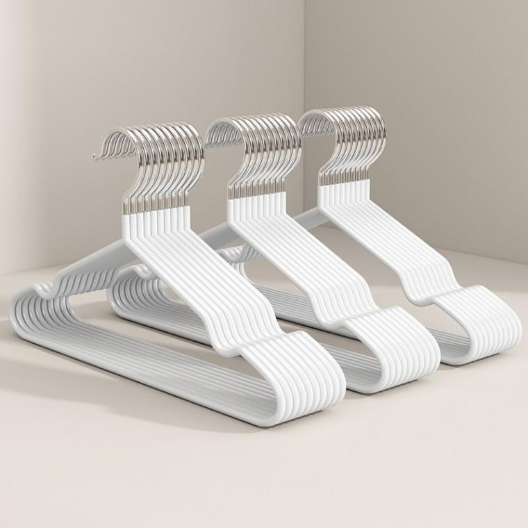 두꺼운 컬러 스테인리스 다용도 옷걸이 10P 화이트