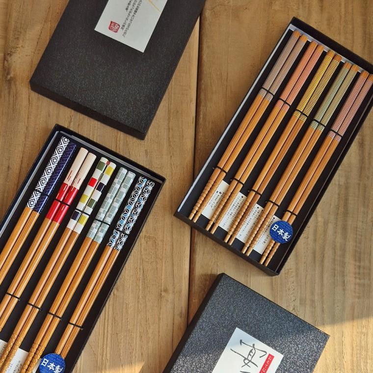 [2종 디자인] 일본 프리미엄 블랙 젓가락 세트 5P