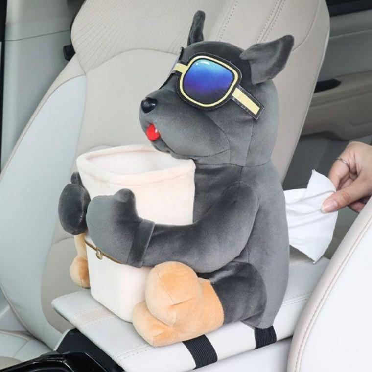 차량용 티슈케이스 휴지커버 강아지 자동차꾸미기