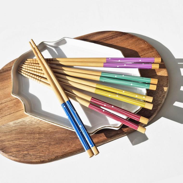 일본식 대나무 고급 젓가락 세트 5P 2세트(도트)