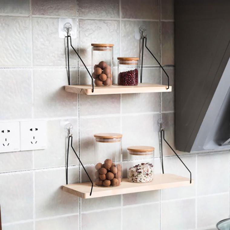 블랙 우드 벽선반