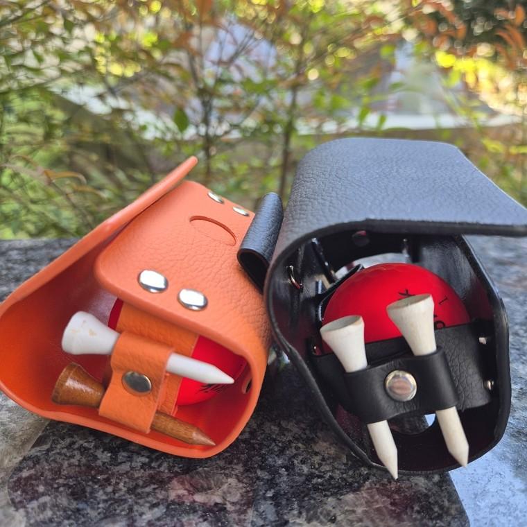 고급 소가죽 골프 볼파우치 골프공 케이스