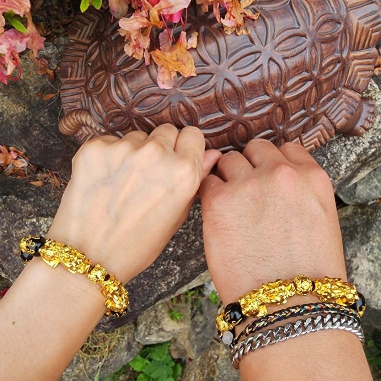 재물운 불교 흑요석 육자진언 황금 비휴팔찌