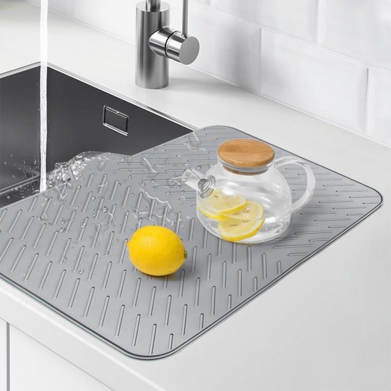 실리콘 식기건조대 매트 물빠짐 자동 배수 싱크대매트