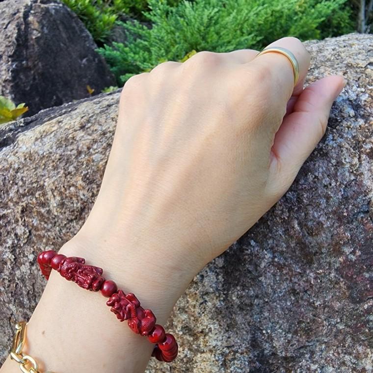 6mm 재물운 염주 원석 진사 액막이 경면주사 비휴팔찌