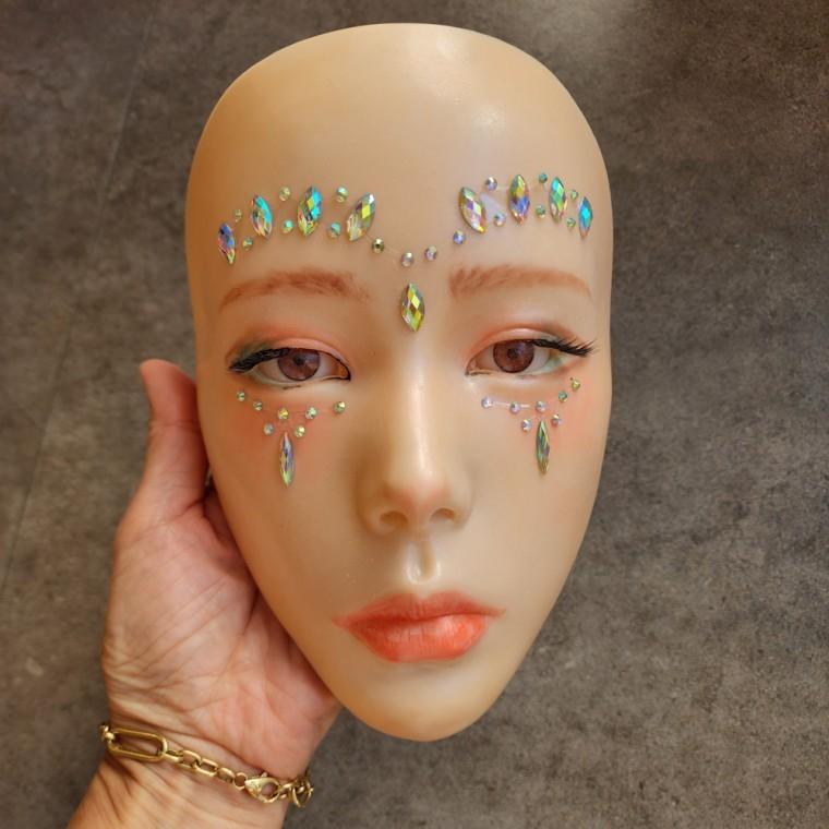 실리콘 메이크업 분장 연습용 얼굴 마네킹 브라켓 세트