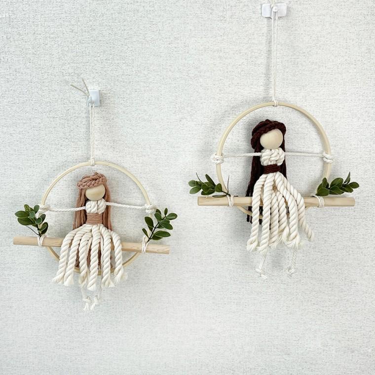 마크라메 인형 그네타는 소녀 만들기 월행잉 벽장식 DIY키트 패키지 취미 매듭 공예 수업 재료