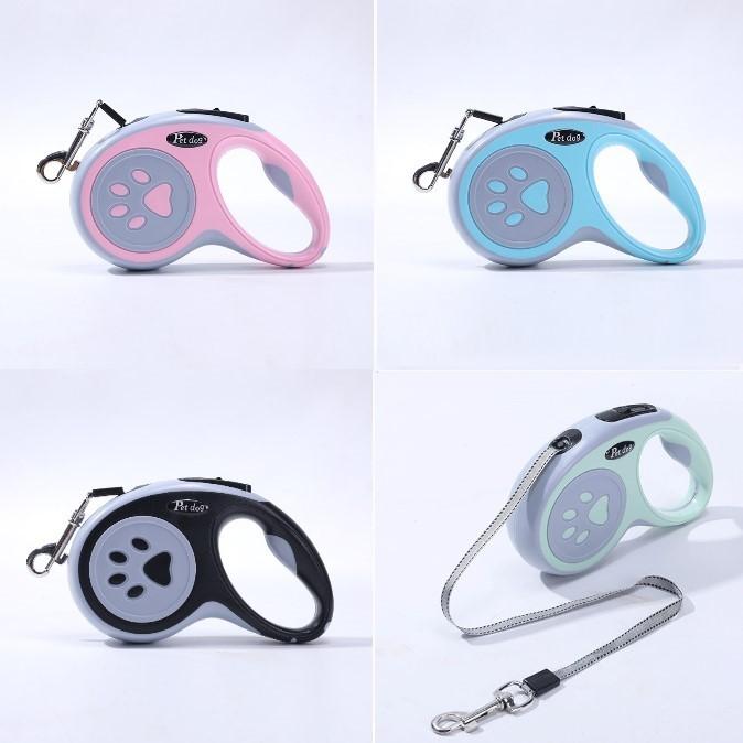 원터치 프리 스트레치 반려동물 강아지발 리드줄 4가지컬러 산책 외출 강아지 고양이 겸용