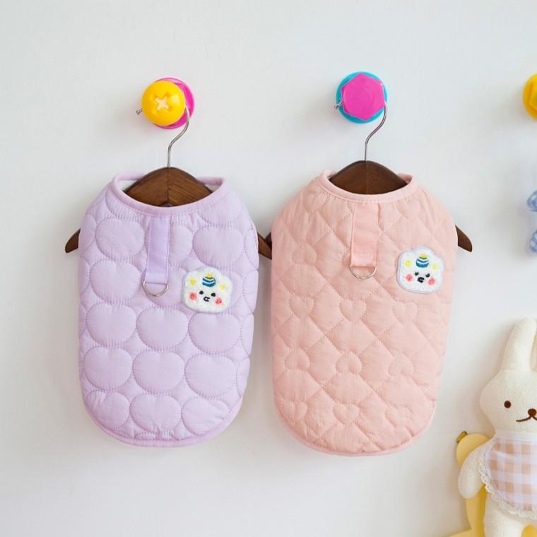 강아지 가을 겨울 기모 누빔조끼 S에서 2XL 산책 하네스 줄 연결