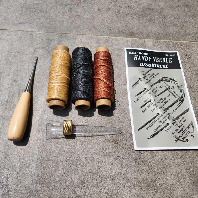 가죽공예 7종 바늘 왁스실 초보 세트