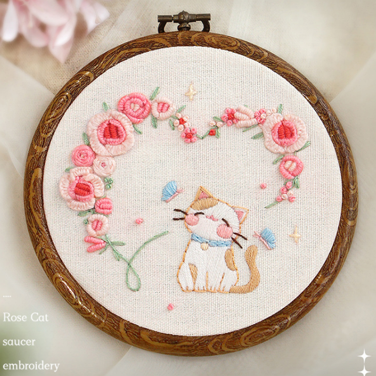 고양이 자수 수예 DIY 키트 집중 명상 힐링