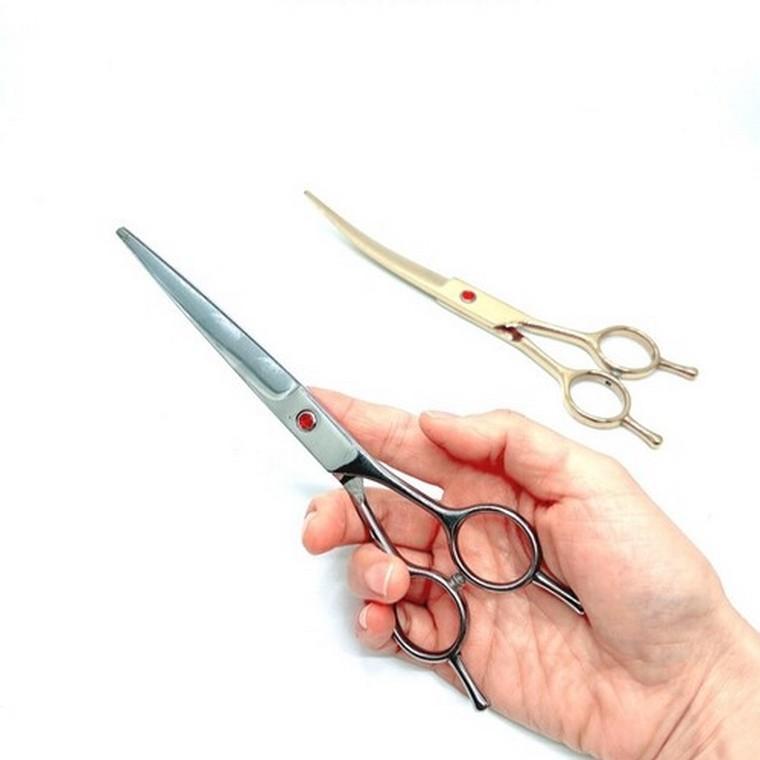 2컬러 스테인리스 7인치 미용가위 커브형