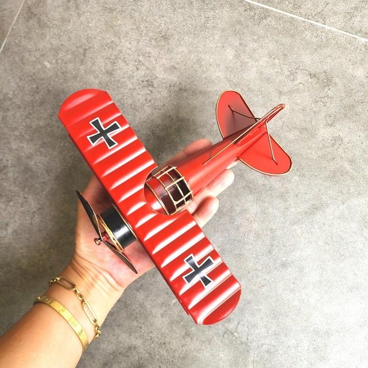 레드 빈티지 철제 비행기 모형 클래식 피규어