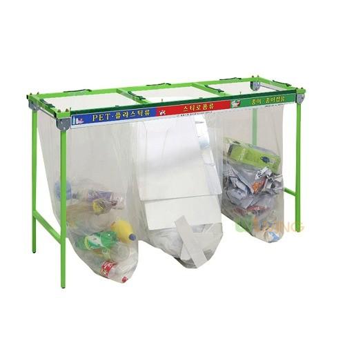 접이식비닐걸이 STP-600L 철재3구 200Lx3 비닐마대 재활용품수거함 대형마대걸이