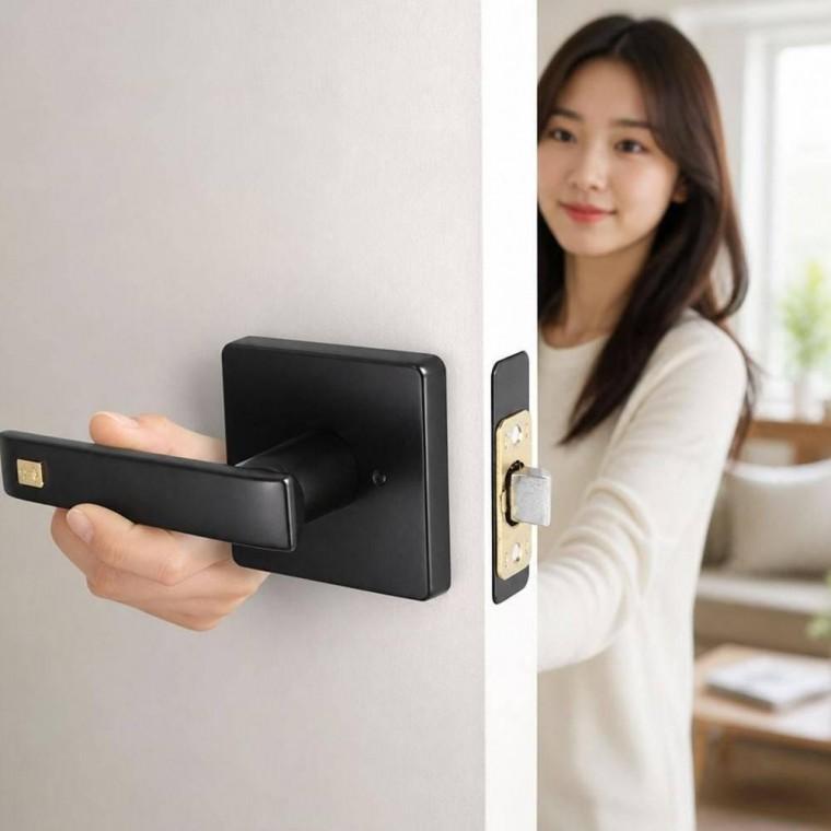 손잡이 볼트형 실린더 도어락 방문 문고리 화장실 블랙