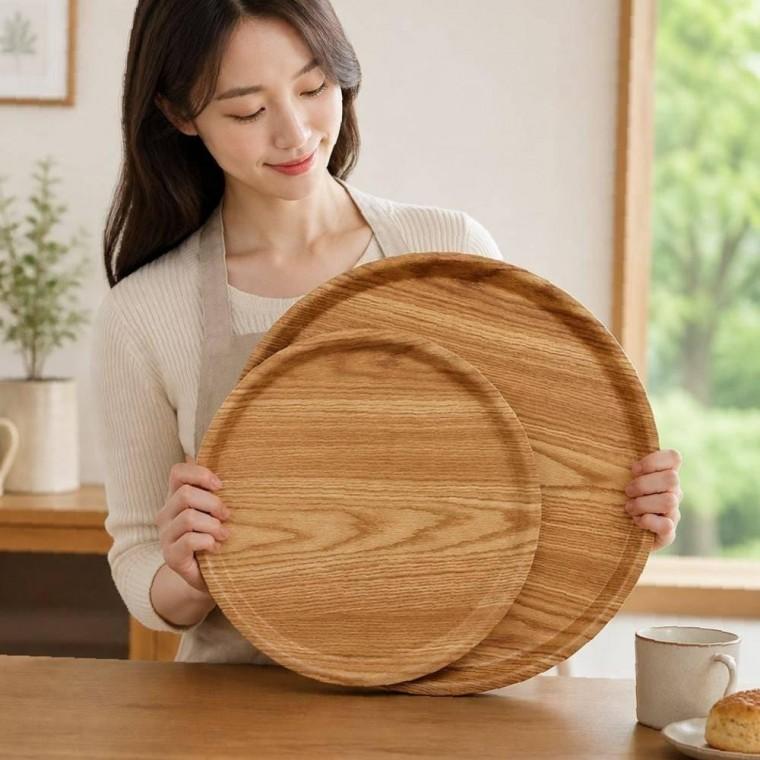 트레이 식당 쟁반 원형 논슬립 카페 서빙 미끄럼방지