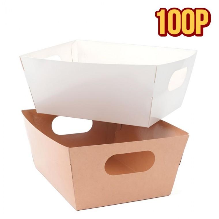 100P 접이식 손잡이 크라프트 화이트 종이 상자 선물 포장 박스
