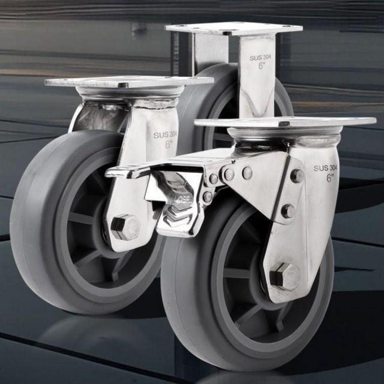 고중량 150mm 6인치 스텐 대차 바퀴 무소음 고무 캐스터 수레 카트