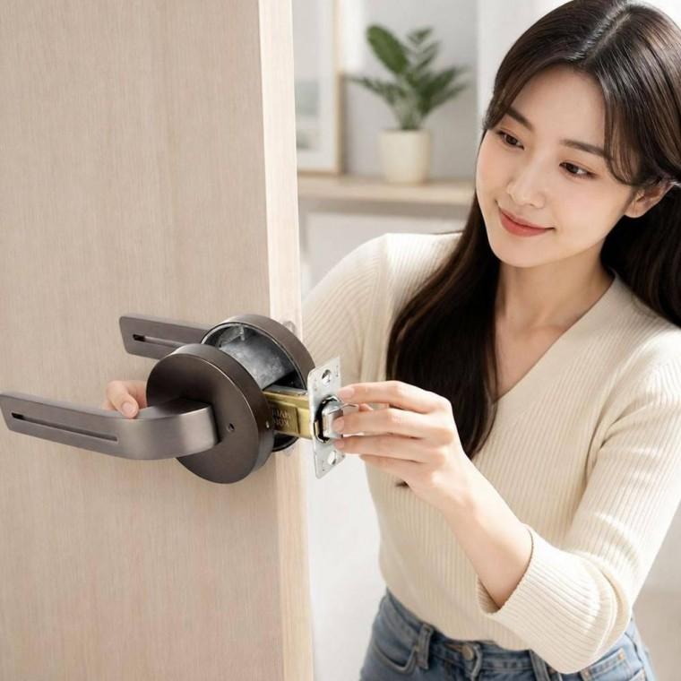 실내 문고리 레버형 도어락 손잡이 열쇠식 교체용 방문