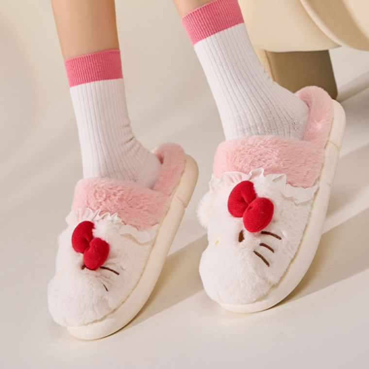 투톤 털 슬리퍼 화이트핑크 실내화