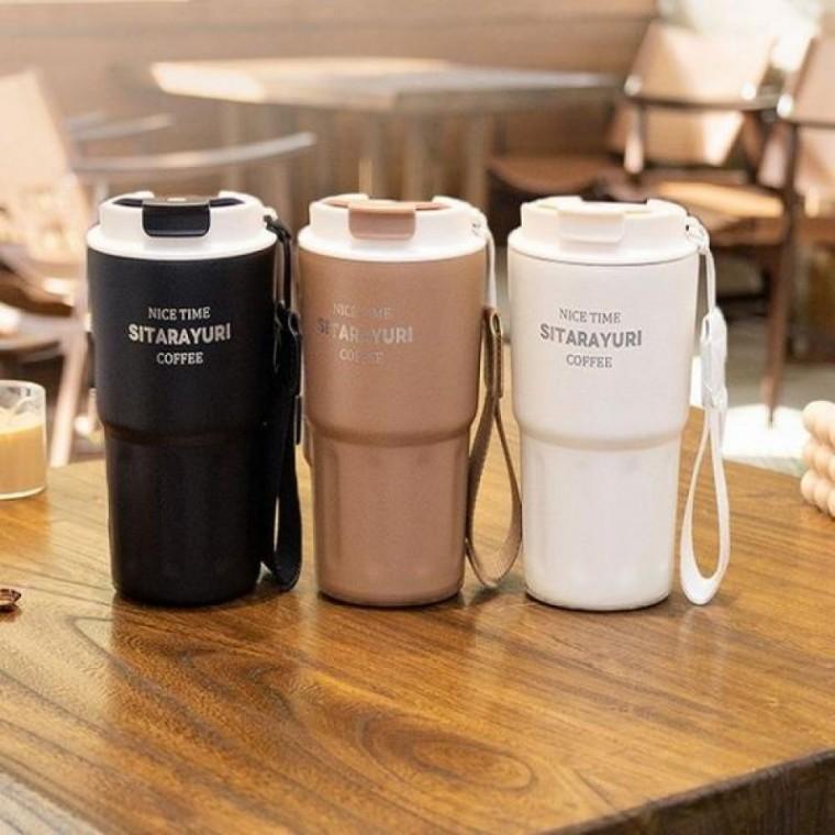 물병 보온보냉 뚜껑 스트랩 600ml 텀블러 스텐