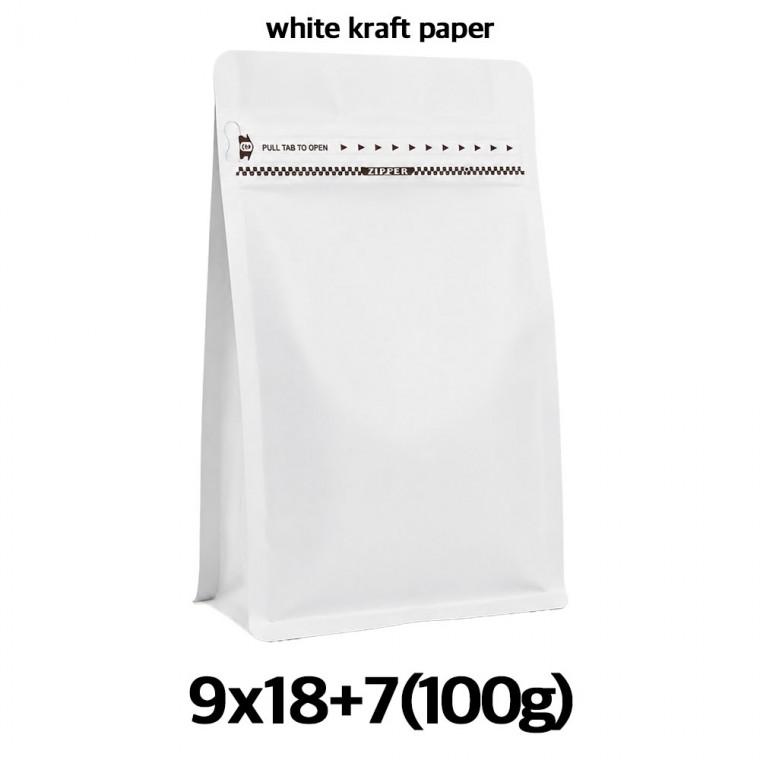 이지포장 크라프트 화이트 박스파우치 커피 원두 봉투 100g (50매) 소분 포장용
