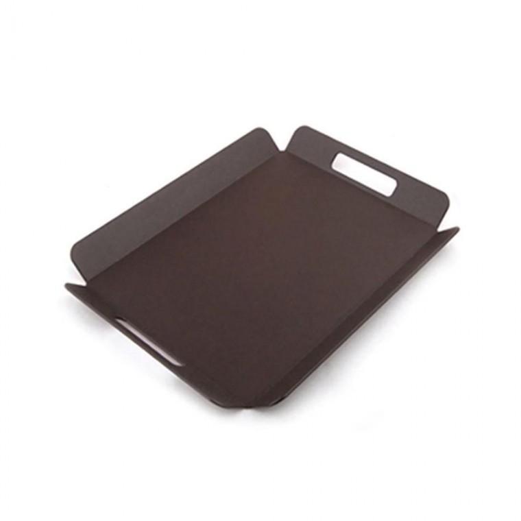 카멜 논슬립 튼튼한 쟁반 손잡이형 브라운 소 36X28cm 직사각 트레이