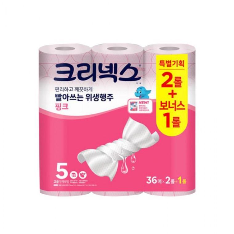 크리넥스 빨아쓰는 행주타올 핑크 36매x(2+1)롤