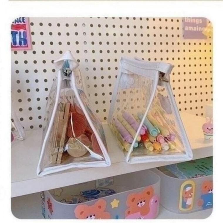 PVC 다용도수납 4종 문구류 손잡이투명파우치 20X12 주방