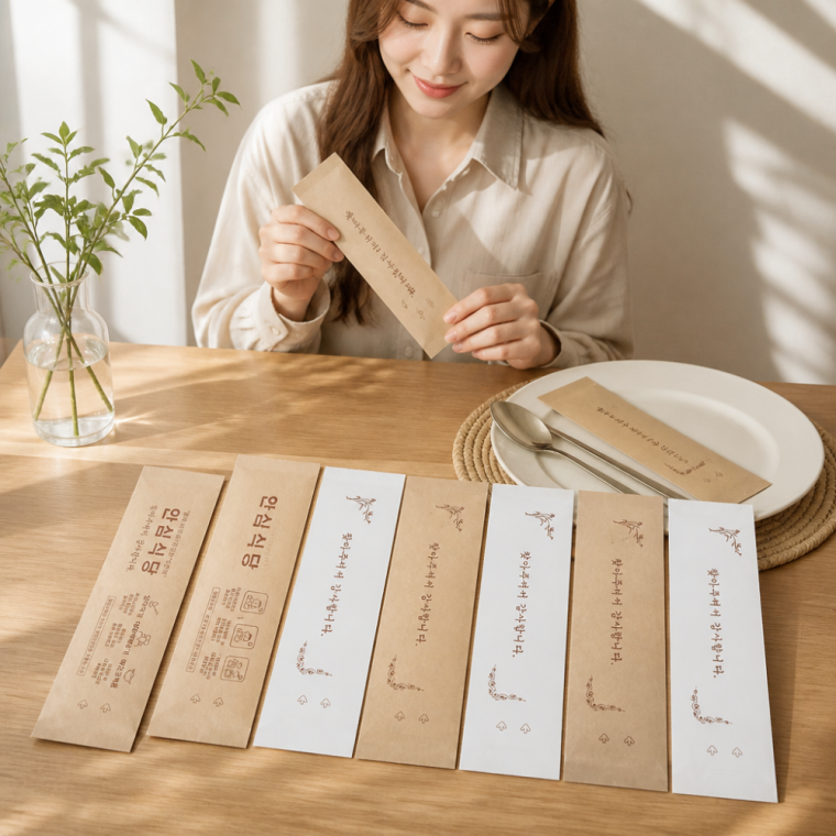 일회용 수저 보관 봉투 수저집 위생 종이 커버 1000장