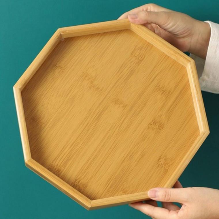 1개 26.5cm 팔각 나무쟁반 원목 트레이 우드트레이 카페쟁반 플레이팅 서빙트레이