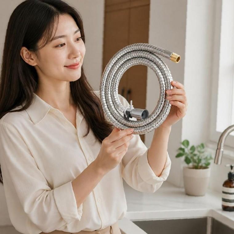 싱크대 수전 교체용 메탈 호스 원홀 주방 데크 급수 배관
