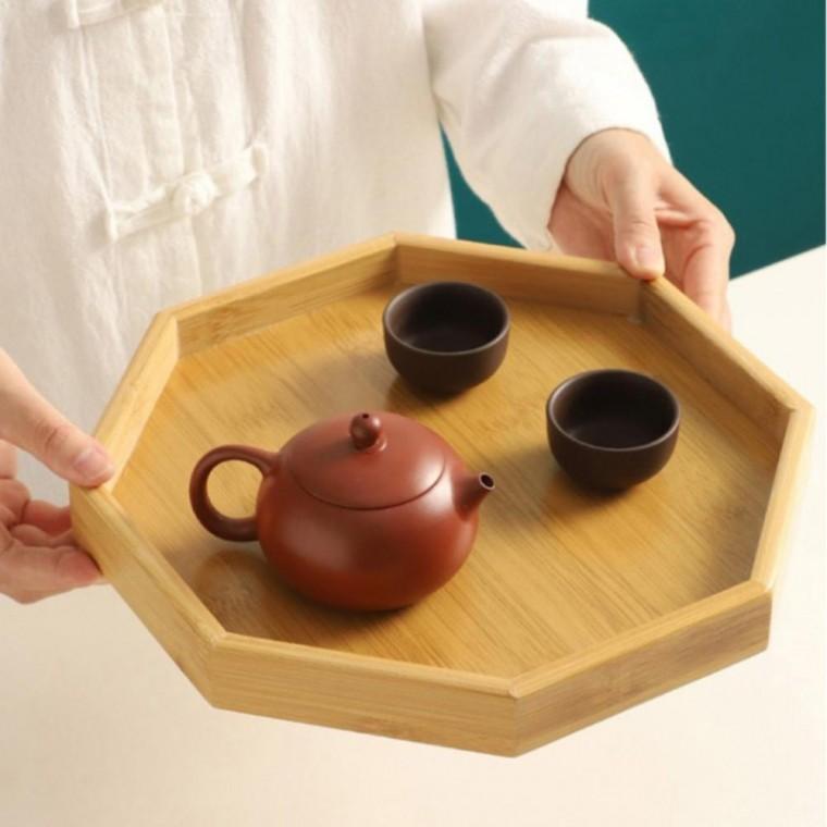 1개 24cm 팔각 나무쟁반 원목 트레이 우드트레이 카페쟁반 플레이팅 서빙트레이