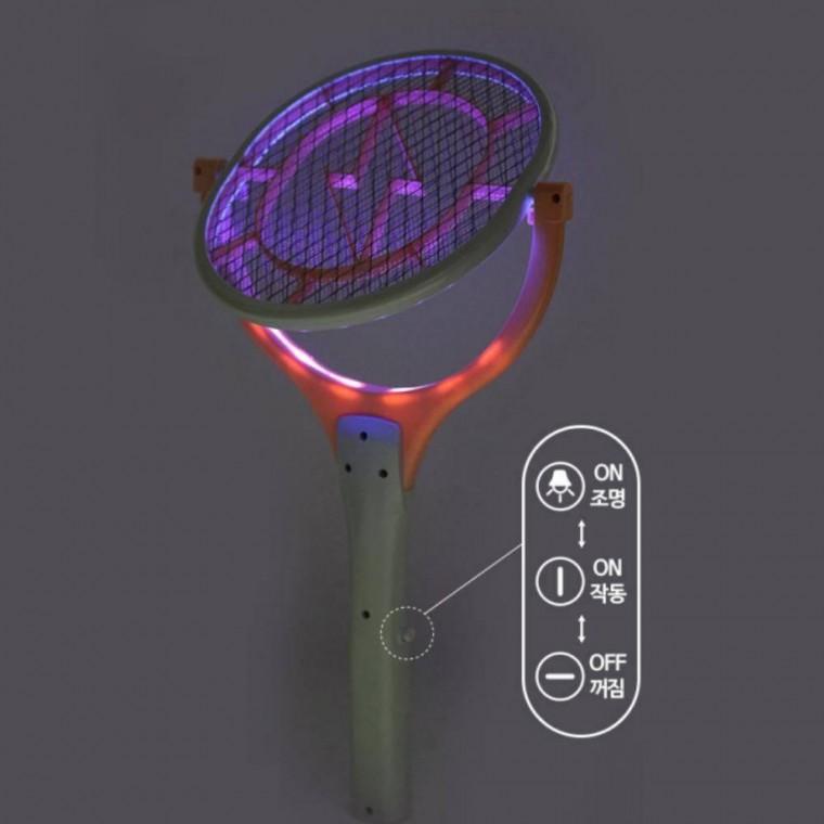 야외해충살충망 모기채 충전식 LED 필수품 파리채 여름 회전 전기