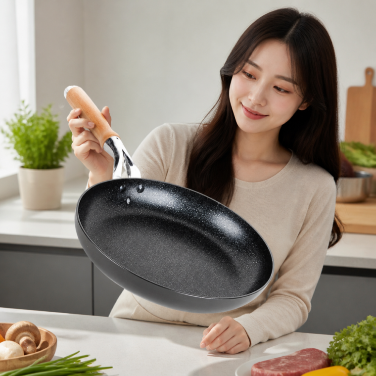 토스코 경질 프라이팬 세라믹 코팅 스테이크 삼겹살 팬