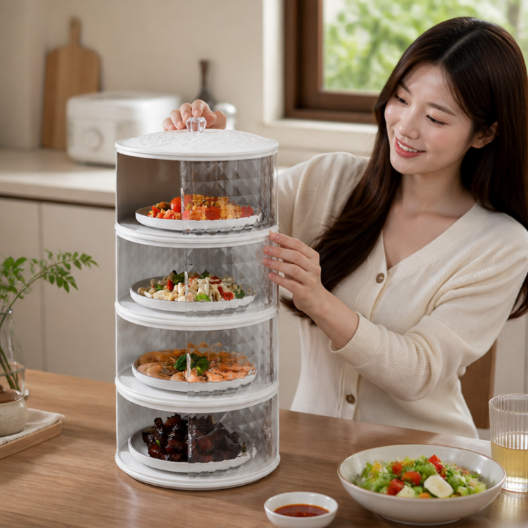 음식 보관용 4단 적재함 식탁 덮개 트레이 밀폐 케이스