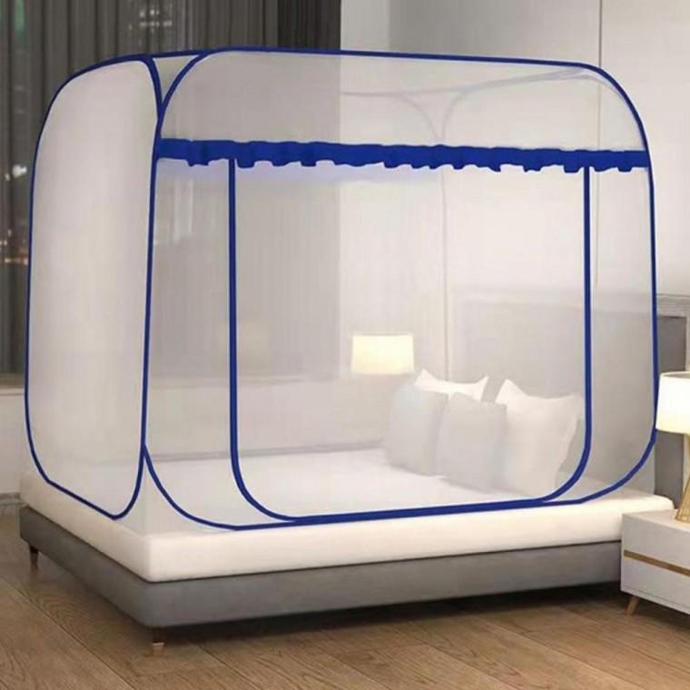 사각 굿나잇 원터치 블루 침대모기장 150x200cm 방충망 원터치 용