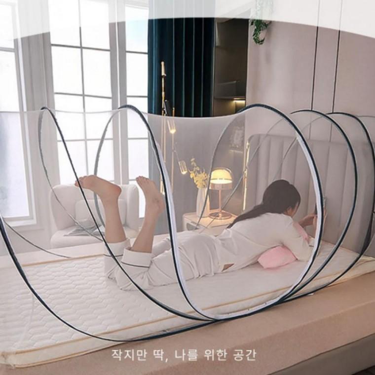 침대용 휴대용 야외 원터치 미세 모기 텐트 방충망 실내벌레차단